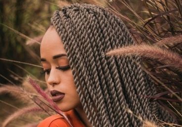 Girl with long crochet braids twist hair