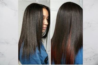 Sew in weft hair extensions on young girl